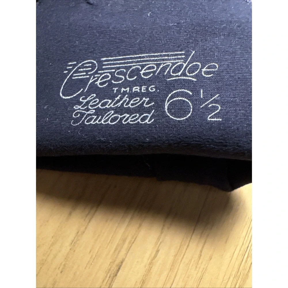 vintage crescendoe gloves SZ 6.5 Wrist Length Tailored Leather Embossed Black